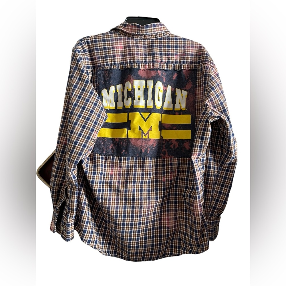 Michigan shirt on hand dyed XL vintage flannel